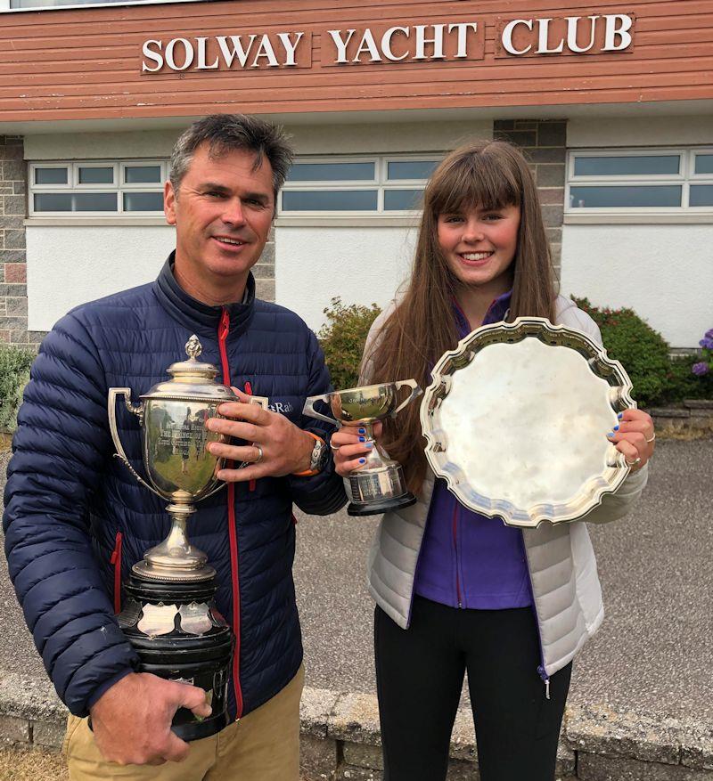 Outstanding performance of the week by father and daughter Hamish and Sally Mackay in the Flying Fifteens winning the class and being awarded the prestigious “Prince of Wales” Trophy - Kippford Week at Solway photo copyright Rosie Mackay taken at Solway Yacht Club and featuring the Flying Fifteen class