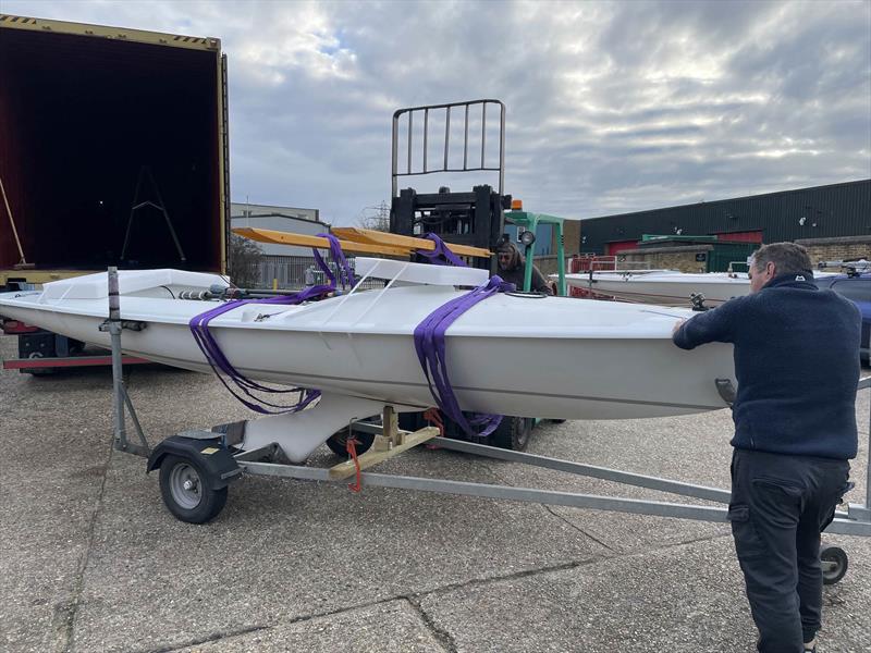 UK Flying Fifteens loaded to the container ready for the Worlds in Fremantle  - photo © Bill Chard