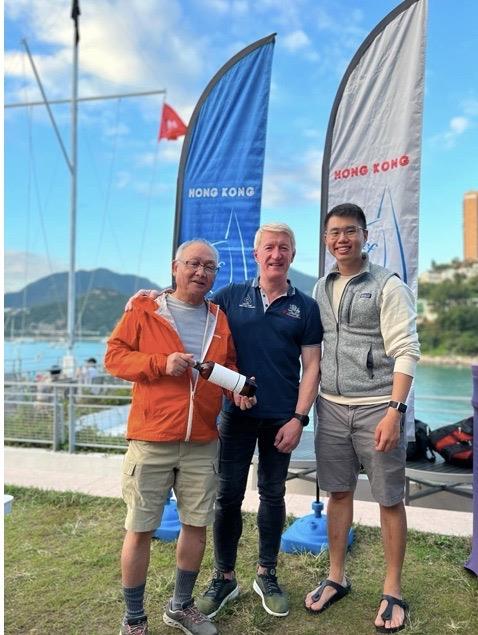 2022 Hong Kong Flying Fifteen Championship - 3rd place – Sam Chan and Kingston Leung, presented by Carlyon Knight-Evans in the middle photo copyright Tim Roberts taken at Royal Hong Kong Yacht Club and featuring the Flying Fifteen class