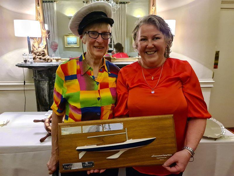 Margaret Casey with the Frank Burns Trophy for Best Crew Overall in the Thursday Series - Dun Laoghaire Flying Fifteen fleet prize-giving 2022 photo copyright DBSC taken at Dublin Bay Sailing Club and featuring the Flying Fifteen class