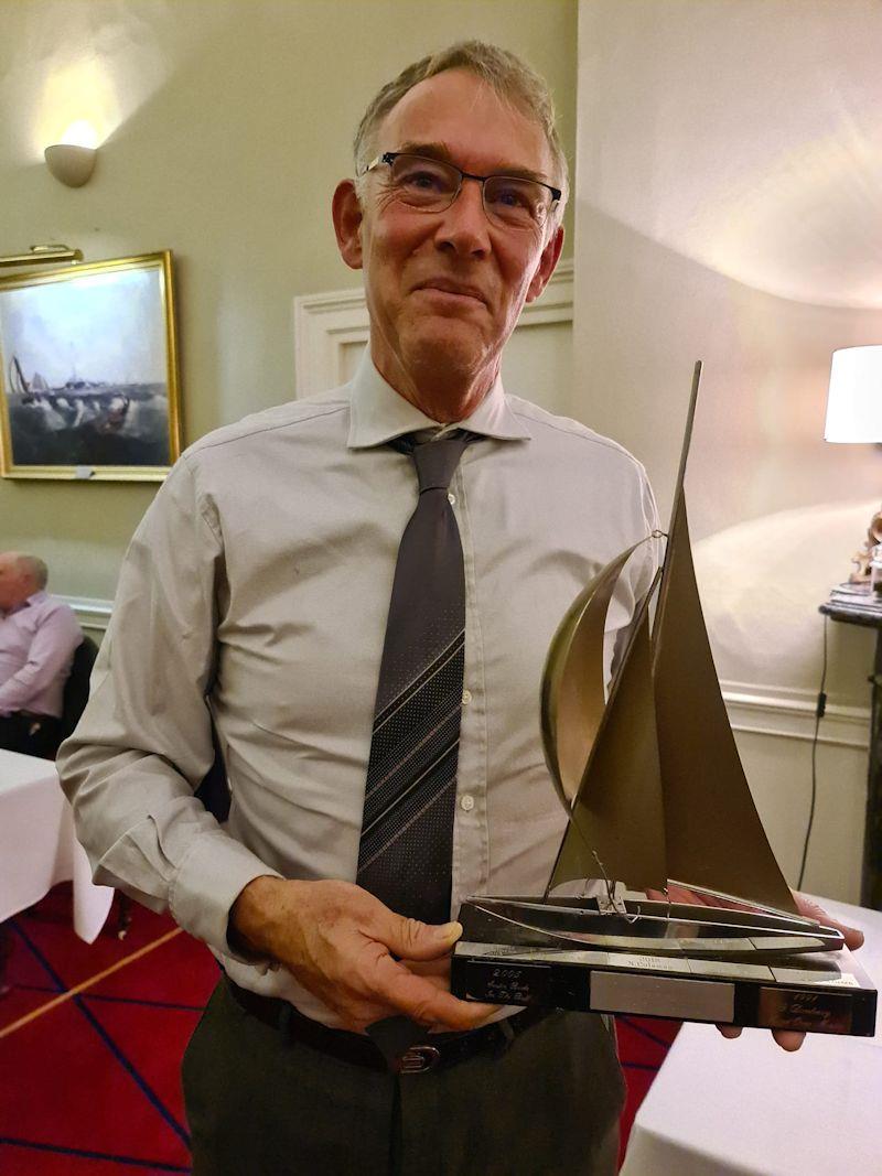 Alan Green with the DAF Trophy (for most distance travelled – with John Lavery) - Dun Laoghaire Flying Fifteen fleet prize-giving 2022 photo copyright DBSC taken at Dublin Bay Sailing Club and featuring the Flying Fifteen class