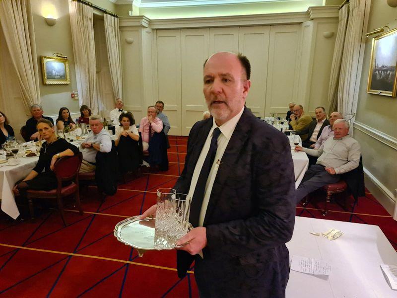 Cormac Bradley with the Heineken Plate for 1st Overall Gold fleet with Ben Mulligan (who has passed away) - Dun Laoghaire Flying Fifteen fleet prize-giving 2022 - photo © DBSC