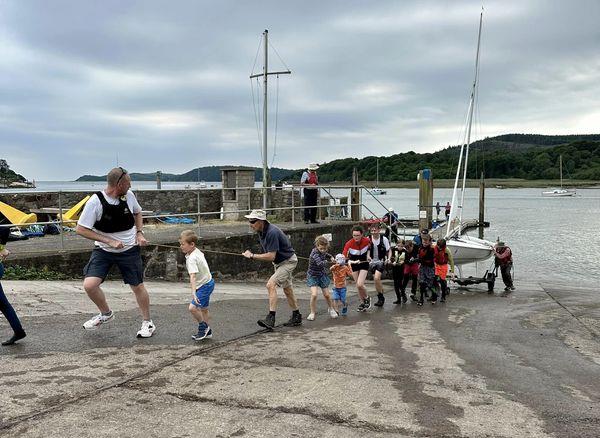 The Sunday Shore fforce including some very young boat haulers during the Scottish Flying Fifteen Championship photo copyright Joanne Harris taken at Solway Yacht Club and featuring the Flying Fifteen class