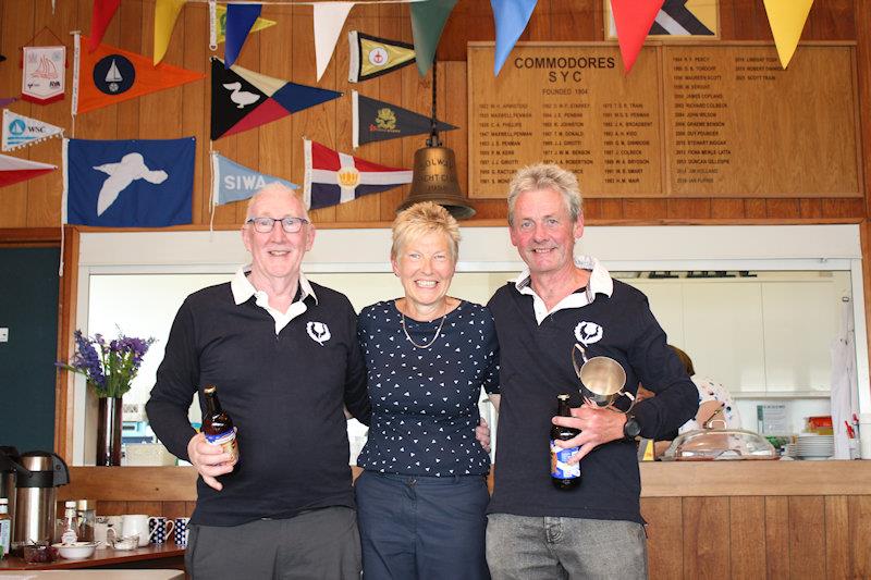 Winners of the Monklands Classic Cup Graham Sharp (right) and Frank Tindall presented by Liz Train at the Scottish Flying Fifteen Championship photo copyright Lindsay Tosh taken at Solway Yacht Club and featuring the Flying Fifteen class