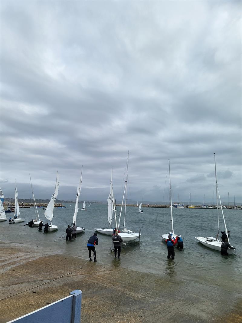 Launching on the final day of the UK Global Flying Fifteen Nationals at the WPNSA photo copyright Christina Moncur taken at Weymouth & Portland Sailing Academy and featuring the Flying Fifteen class