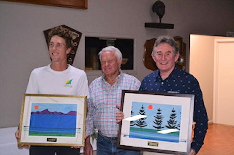 Luke Eliott and Peter Mudford being presented with the State Champions trophies by event sponsor and life member, John Wilson photo copyright EBYC taken at Esperance Bay Yacht Club and featuring the Flying Fifteen class