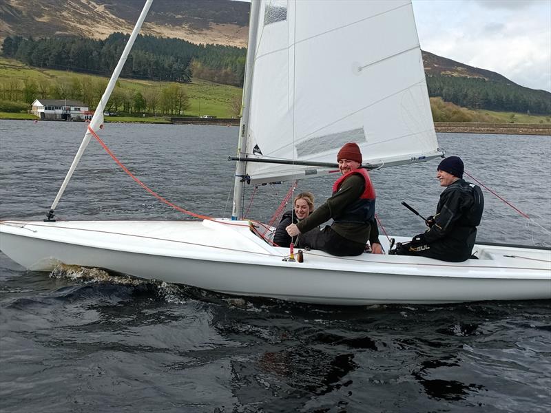 Amber Smith, Tom Jowett and Graham Massey during Dovestone Sailing Club's Discover Sailing event  photo copyright Nik Lever taken at Dovestone Sailing Club and featuring the Flying Fifteen class