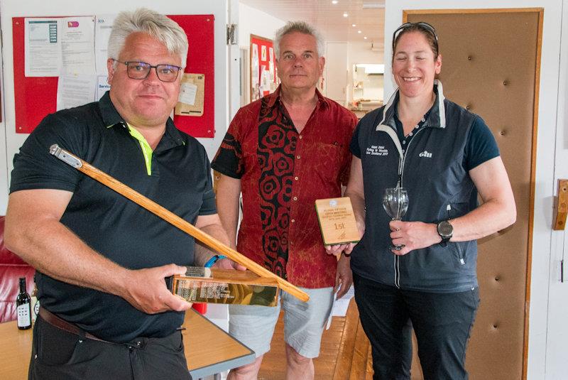 Overall winners John Hanson and Hele Selden receiving trophies from Commodore Peter McCallum - Flying Fifteen Southern Travellers at Middle Nene - photo © David Livingstone