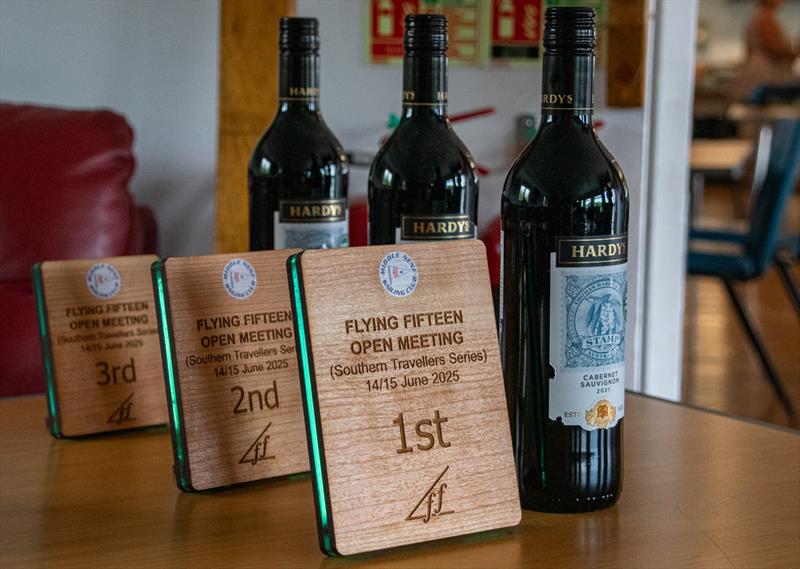 Trophies waiting to be won - Flying Fifteen Southern Travellers at Middle Nene - photo © David Livingstone