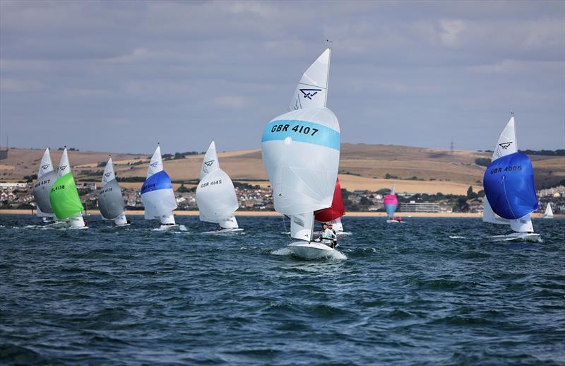 Race 9 - GBR 4107 finish on day 5 of the 2025 Flying Fifteen Worlds at the WPNSA photo copyright Mark Jardine taken at Weymouth & Portland National Sailing Academy and featuring the Flying Fifteen class
