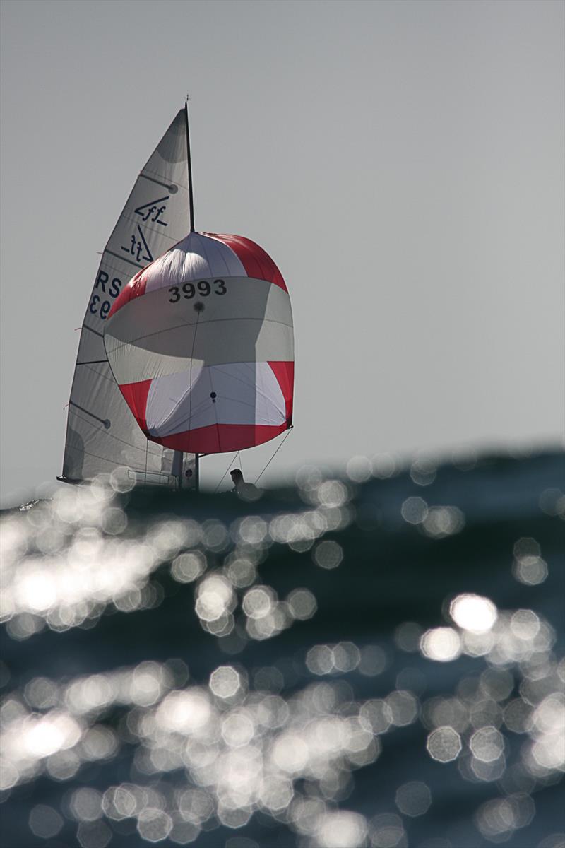 On the run. Campbell Alexander (obscured) and Chris Clark are pictured gliding behind a swell at a previous Flying 15 Nationals held offshore of Durban. Alexander will be one of the sailors vying for the title at the upcoming Flying 15 Nationals being hos photo copyright Sophie Thompson taken at Aeolians Club and featuring the Flying Fifteen class