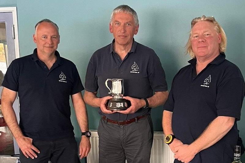 (L-R) Overall winners, Mal Hartland and David McKee, with Mick Scholes - Flying Fifteen open meeting at Dovestone photo copyright Sam Allen taken at Dovestone Sailing Club and featuring the Flying Fifteen class