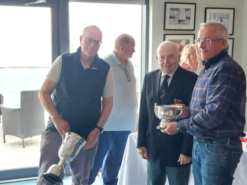 Keith Poole (l) and Ian Mathews (r) collect the Gerry Dunleavy Trophy as winners of the 1st Race at the Championship of Ireland and the Jack Roy Trophy for the first Dun Laoghaire boat overall - photo © Cormac Bradley