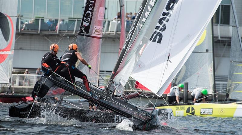 Extreme Sailing Series™ Act 6, Cardiff day 2 photo copyright Vincent Curutchet taken at  and featuring the Flying Phantom class