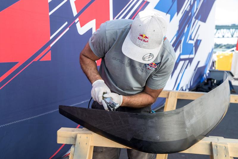 Boat repairs - Red Bull Foiling Generation on the Waitemata Harbour in Auckland, New Zealand on February 22, - photo © Graeme Murray