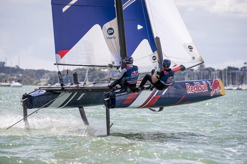 Young Sailors perform during Red Bull Foiling Generation on the Waitemata Harbour in Auckland, New Zealand on February 22, - photo © Graeme Murray