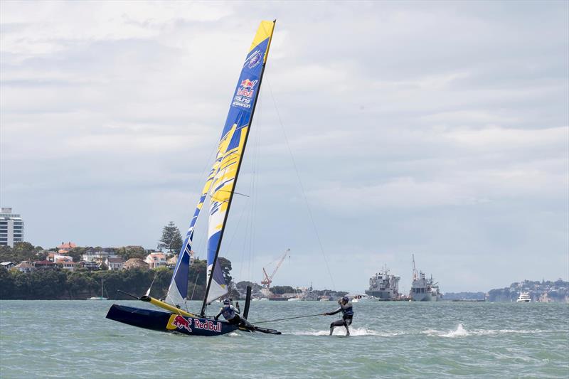 Young Sailors perform during Red Bull Foiling Generation on the Waitemata Harbour in Auckland, New Zealand on February 22, - photo © Graeme Murray