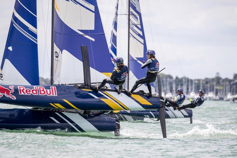 Young Sailors perform during Red Bull Foiling Generation on the Waitemata Harbour in Auckland, New Zealand on February 22, - photo © Graeme Murray