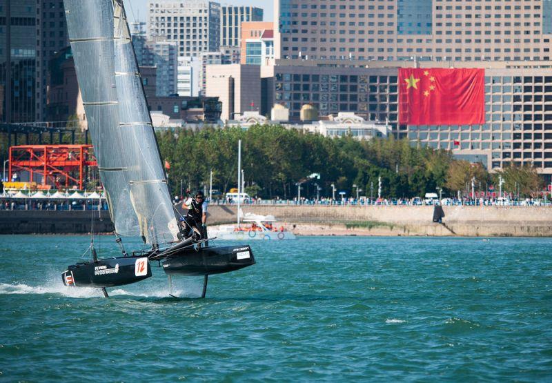 Day two - Black Flag Racing - 2018 Qingdao Mazarin Cup powered by Extreme Sailing Series™ photo copyright Patrick Condy taken at  and featuring the Flying Phantom class