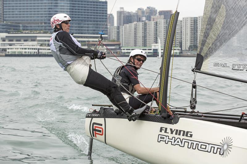 Mark Thornburrow (helm) ready for a crack at the Cariad Trophy (Hong Kong) photo copyright Guy Nowell / RHKYC taken at Royal Hong Kong Yacht Club and featuring the Flying Phantom class