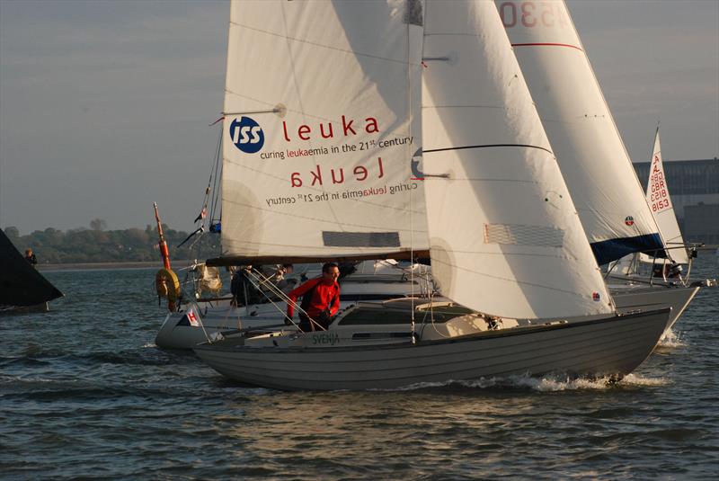 Svenja holding off Dino Vat during the Hamble River Bottle Pursuit Race photo copyright Trevor Pountain taken at Hamble River Sailing Club and featuring the Folkboat class