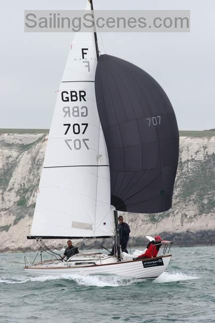 Edward Donald’s Folkboat is the top IRC boat on handicap, at the Round The Island race photo copyright David Harding / www.sailingscenes.co.uk taken at  and featuring the Folkboat class