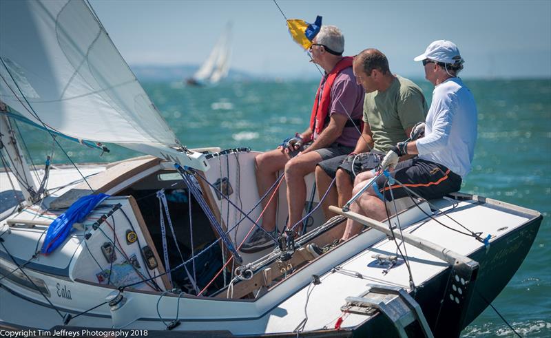 Nordic Folkboat Eala enjoys the summer breeze conditions on day 1 of Cowes Classics Week photo copyright Tim Jeffreys Photography taken at Royal London Yacht Club and featuring the Folkboat class
