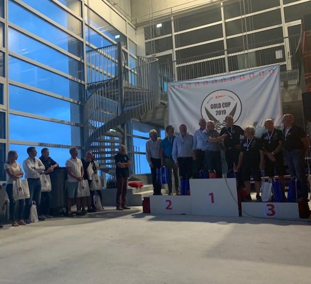 Podium at the Nordic Folkboat Gold Cup 2019 photo copyright Jens Thuroe taken at Sailing Aarhus and featuring the Folkboat class