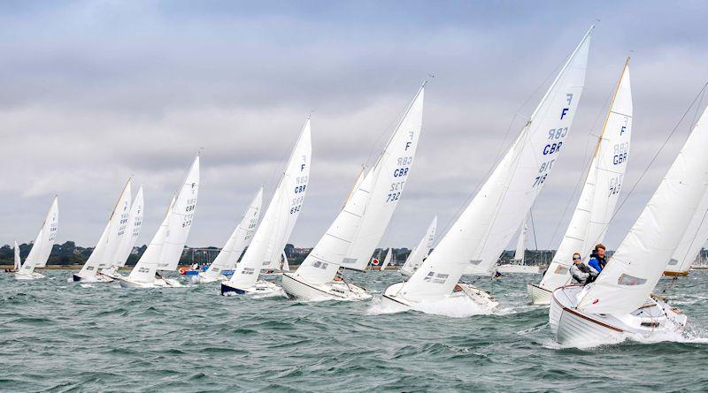 Folkboats racing in the Western Solent - Taittinger Regatta 2022 photo copyright Jake Sugden taken at Royal Solent Yacht Club and featuring the Folkboat class