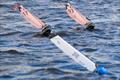 The 3 podium finishers, at the front of the fleet making good progress into the waves - Footy National Championship at Frensham © Roger Stollery