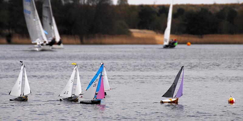 Peter Shepherd 65 leading at the windward mark - Videlo Globe (Footy class at Frensham) photo copyright Roger Stollery taken at Frensham Pond Sailing Club and featuring the Footy class