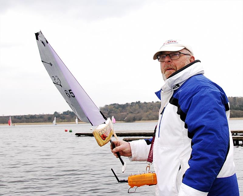 Winner, Peter Shepherd and his balsa FAT BOY SLIM - Videlo Globe (Footy class at Frensham) photo copyright Roger Stollery taken at Frensham Pond Sailing Club and featuring the Footy class