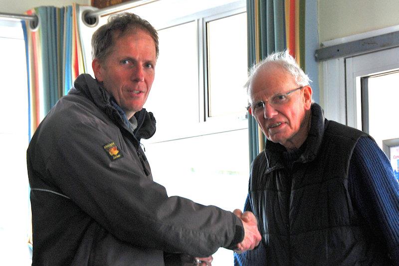 Peter Stollery collecting both the Footy Champion's Trophy & Videlo Globe from his RO dad - Footy National Championship at Frensham - photo © Oliver Stollery