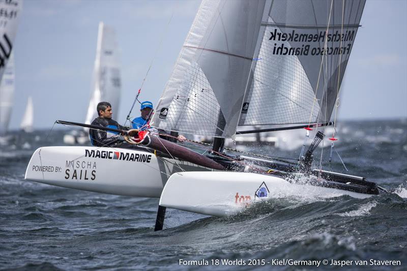 Formula 18 Worlds in Kiel day 5 photo copyright Jasper van Staveren / www.sailshoot.com taken at Kieler Yacht Club and featuring the Formula 18 class