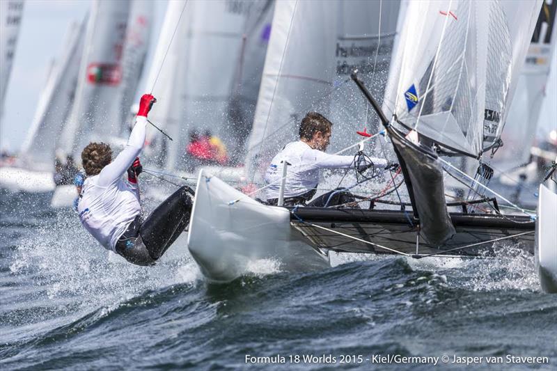 Formula 18 Worlds in Kiel day 5 photo copyright Jasper van Staveren / www.sailshoot.com taken at Kieler Yacht Club and featuring the Formula 18 class