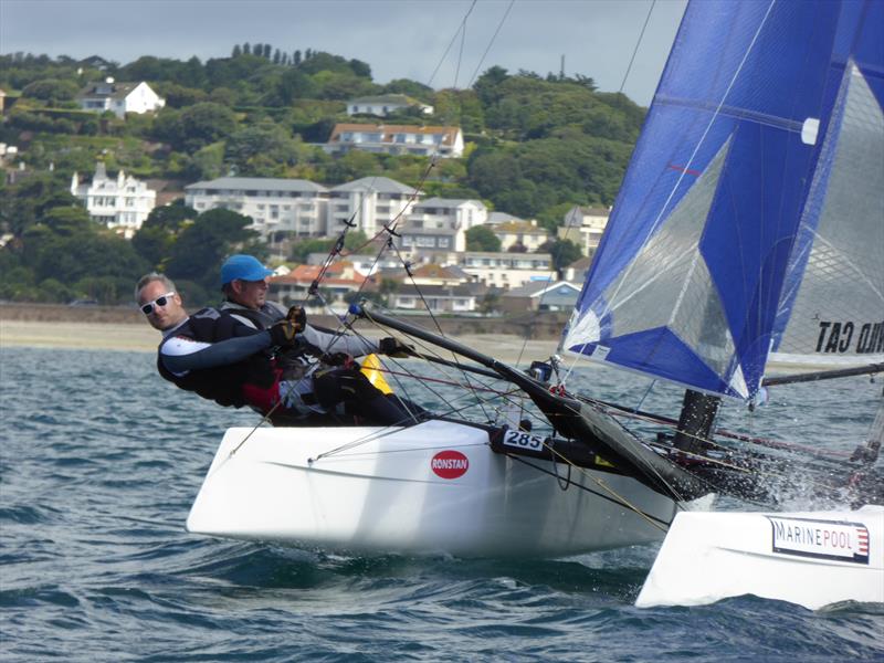 Rubicon (Jersey) Channel Islands Hobie Cat Championships 2015 photo copyright Elaine Burgis taken at Royal Channel Islands Yacht Club and featuring the Formula 18 class