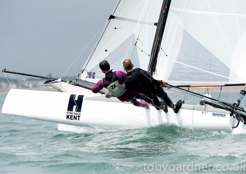 Solent Forts Race 2016 photo copyright Toby Gardner / www.tobygardner.co.uk taken at Hayling Ferry Sailing Club and featuring the Formula 18 class