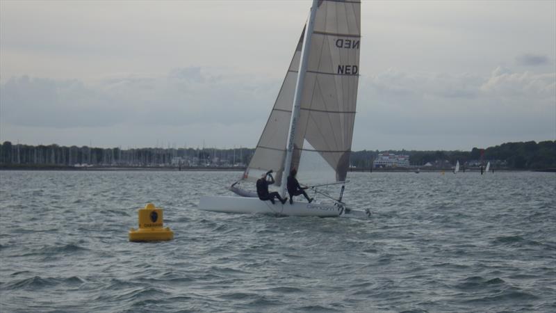 Lymington Town SC Wildwind Wednesday Early Series day 9 photo copyright Alastair Beeton taken at Lymington Town Sailing Club and featuring the Formula 18 class