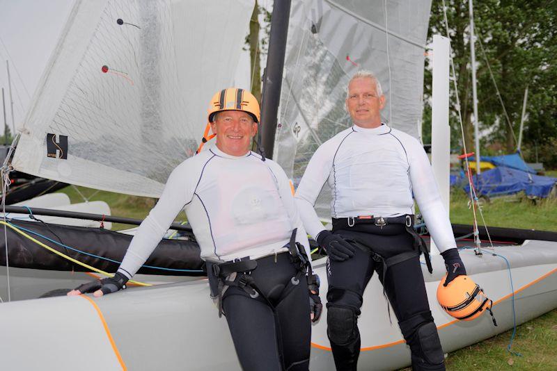 Grafham Water SC's Sail for Cancer Day is organised by Richard Edwards (right) and crew Steve Vause photo copyright Paul Sanwell / OPP taken at Grafham Water Sailing Club and featuring the Formula 18 class