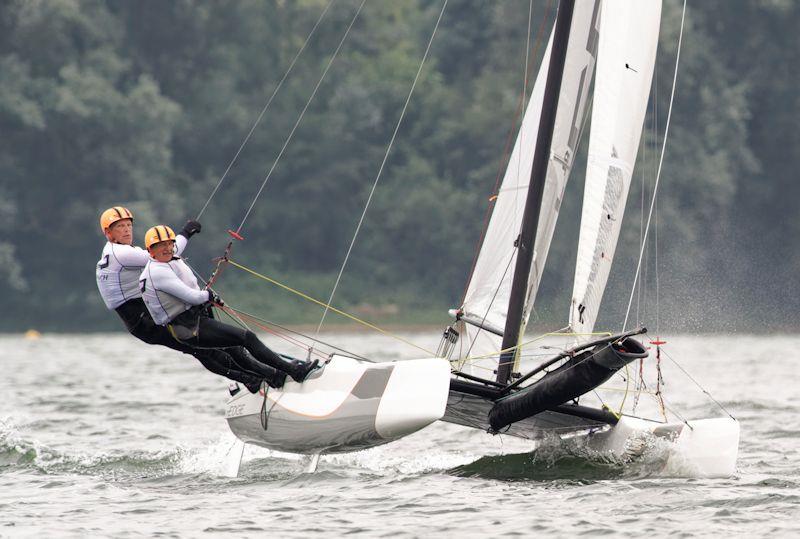 Grafham Water SC's Sail for Cancer Day is organised by Richard Edwards (helm) seen here with Steve Vause photo copyright Paul Sanwell / OPP taken at Grafham Water Sailing Club and featuring the Formula 18 class