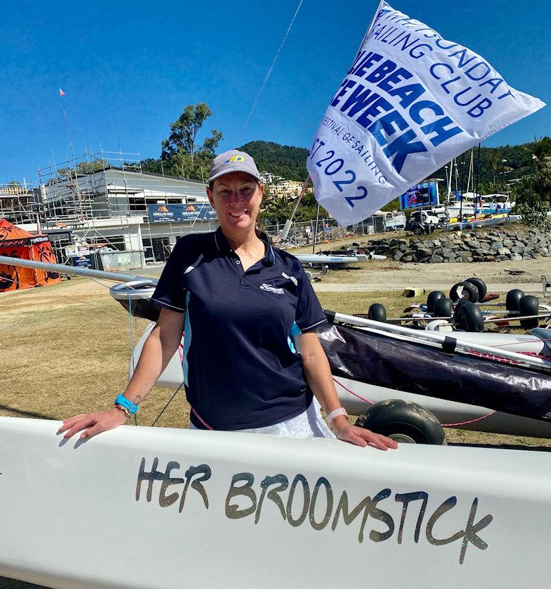 Kerrie Driver and 'Her Broomstick' at Airlie Beach Race Week photo copyright Shirley Wodson taken at Whitsunday Sailing Club and featuring the Formula 18 class