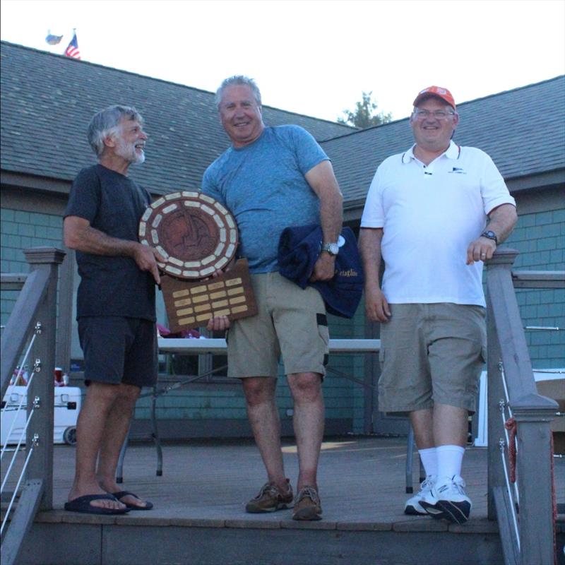 New England 100 winners, Valante Mechanical Inc (Joseph Valante and Jim Zellmer) (from left to right, Jim Zellmer, Joe Valante and PRO Mike Levesque) photo copyright Maura Dennis taken at Sail Newport and featuring the Formula 18 class