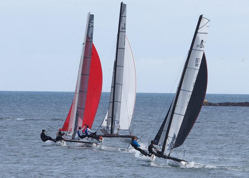 F18s and F20s heading to Scotland - Victoria Pinkerton Irish Multihull Northern Championship at Ballyholme photo copyright Bob Torrens / Spectator Newspapers taken at Ballyholme Yacht Club and featuring the Formula 18 class