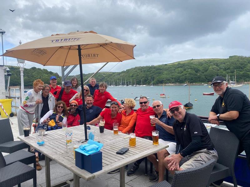 Enjoying a beer after racing during the Fowey River Dinghy Championship - photo © Richard Simmons
