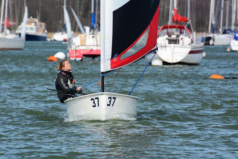 Emma Pearson during the 2019 Hamble Warming Pans photo copyright Trevor Pountain taken at Hamble River Sailing Club and featuring the Foxer class