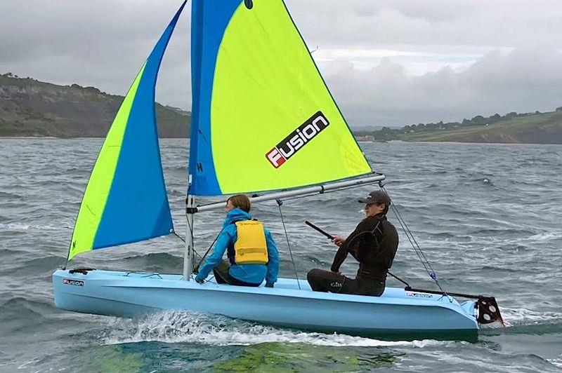 Strong wind youth training at Lyme Regis photo copyright Jim T taken at Lyme Regis Sailing Club and featuring the Fusion class