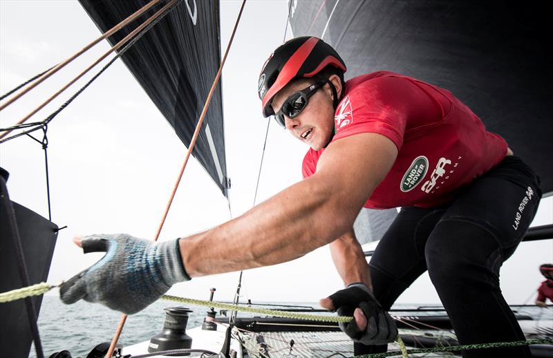 Land Rover BAR Academy skipper Bleddyn Mon  on day 3 at Extreme Sailing Series™ Act 1, Muscat - photo © Lloyd Images