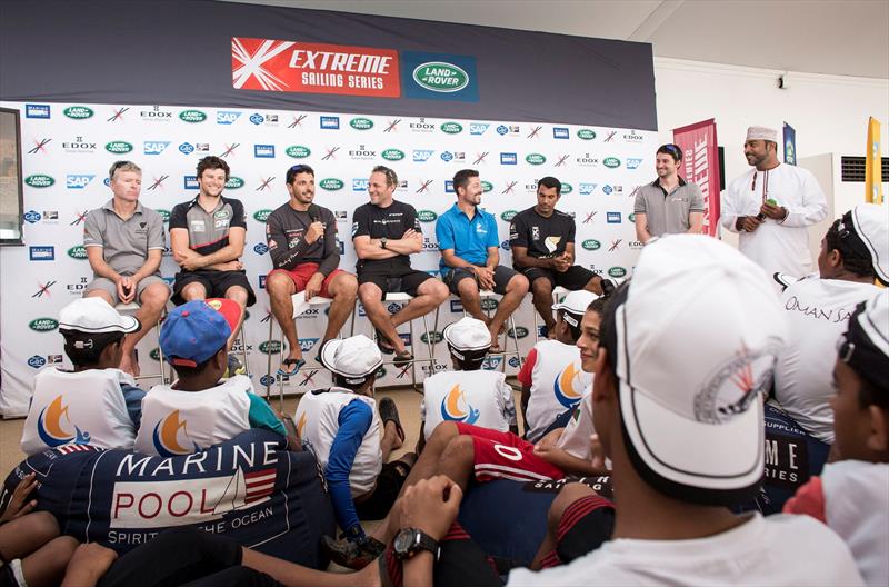 Chat with Champions on day 3 at Extreme Sailing Series™ Act 1, Muscat photo copyright Lloyd Images taken at Oman Sail and featuring the GC32 class