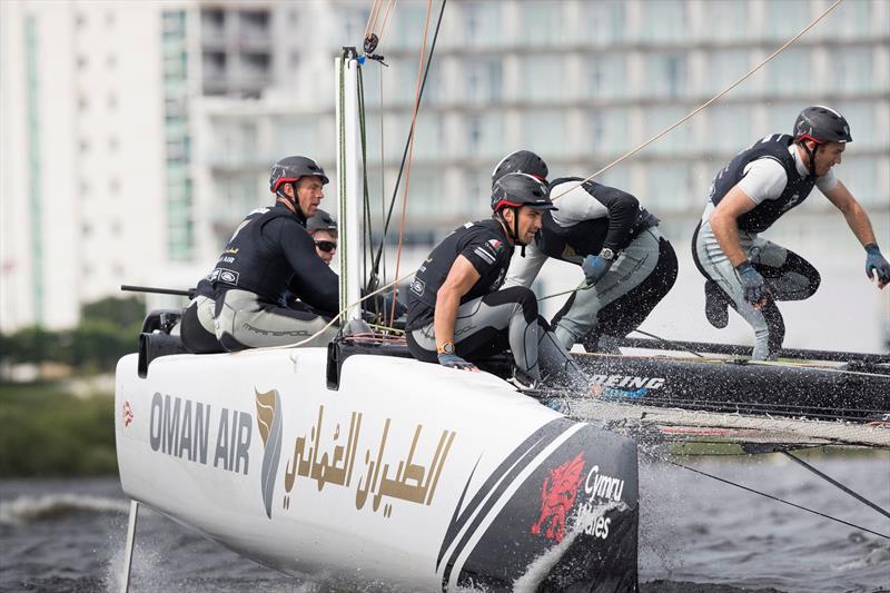 Oman Air took five race wins to put them at the top on Extreme Sailing Series™ Act 3 day 1 photo copyright Lloyd Images taken at  and featuring the GC32 class