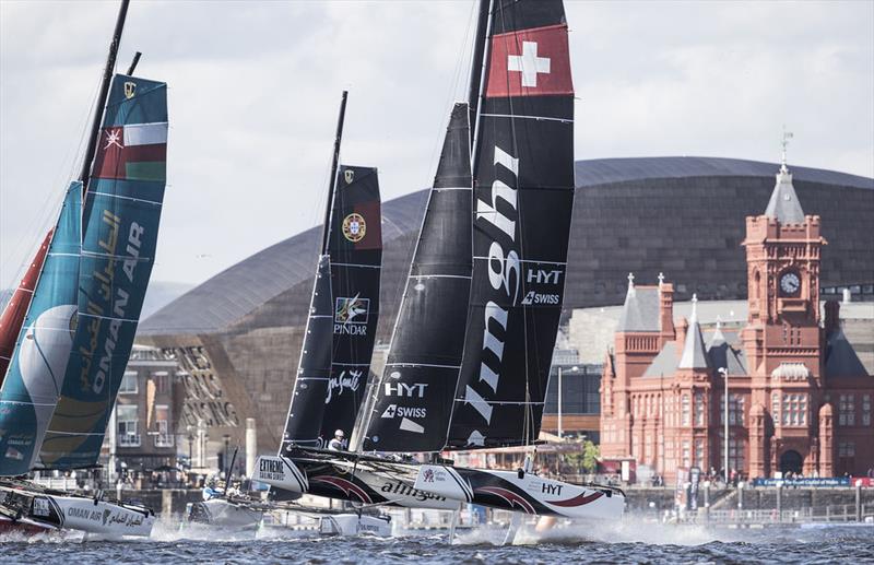 Extreme Sailing Series™ Act 3 day 2 in Cardiff Bay photo copyright Lloyd Images taken at  and featuring the GC32 class